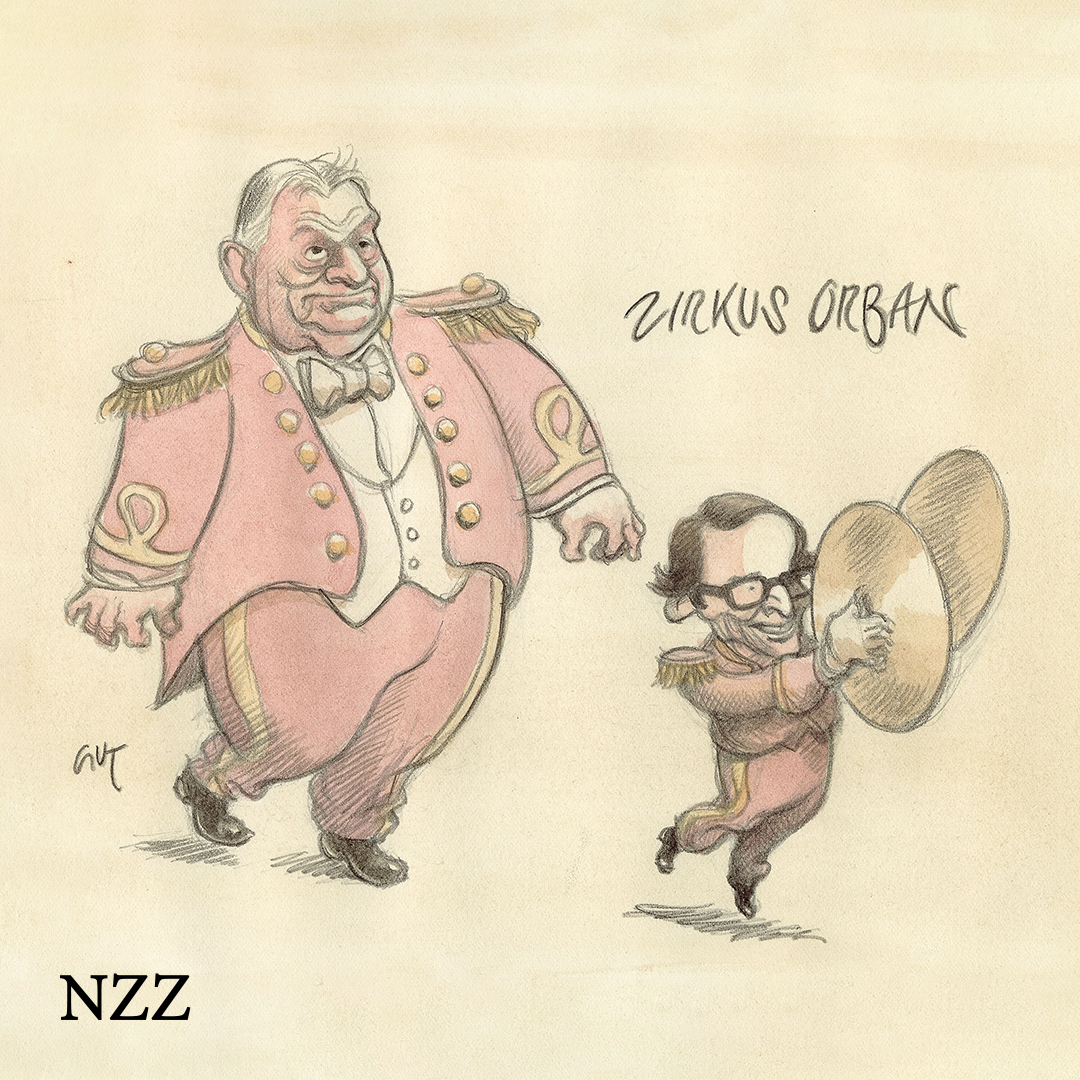 Die Karikatur der Woche von Peter Gut: Zirkus Orban.

👉 Mit Schalk und Verstand kommentiert der Karikaturist in seinen wöchentlichen Zeichnungen das Weltgeschehen.

Zur ganzen Sammlung ➡️ trib.al/BlDUxoV