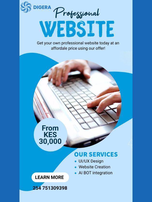 digera_ke's tweet photo. Don't let the hustle of navigating the digital world get to you! Let us help you at a very small fee.

Get a website done for you starting from KES 30,000

Call us today for more info +254751309398 #softwarecompanykenya #godigital #websitecreation https://t.co/e88pmmdZ0f