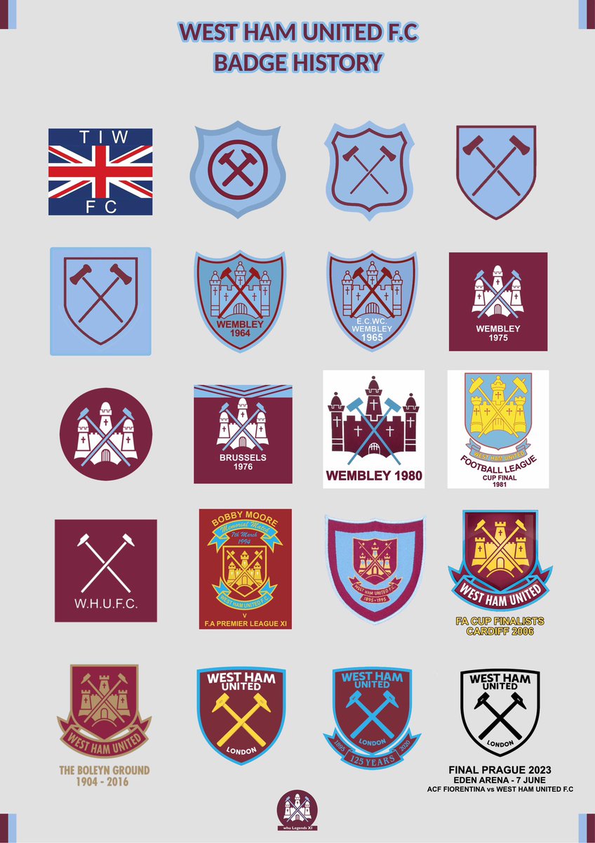 Updated our Badge History print to include Prague, Bobby Moore Memorial match and Brussels 76. Print is available now so please get in touch if you would like one ⚒⚒
