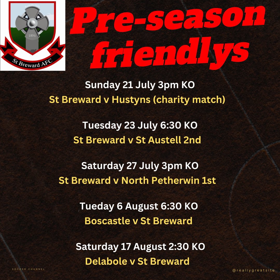 Confirmed preseason fixtures
