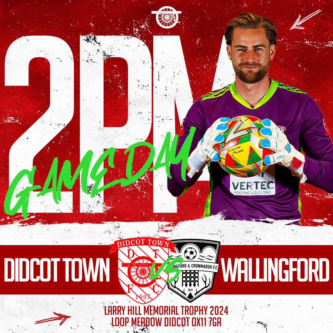 🚨GAME DAY!🚨

Didcot Town will welcome <a href="/wandcfc/">Wallingford and Crowmarsh FC</a> to the Loop Meadow Stadium today. 

The two sides will meet for the Larry Hilll trophy.

The game kicks off at 2pm and it is preceded by a vets game at 11am.

It is free to enter today but at the request of the family of Larry
