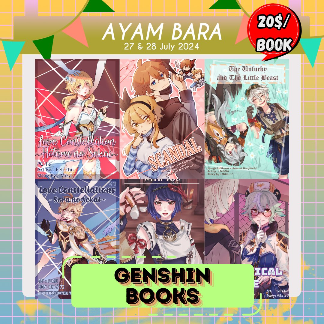 Mika_fa1212's tweet photo. AYAM BARA FINALLY COME TO CREATOR SUPER FEST 2024 FOR THE FIRST TIME IN SINGAPORE! We will bring all out best seller books! Including Genshin Impact, HSR, Gintama, Persona, Project Sekai, Sonic, Etc. Stay tune for more Info! #CSFAFA #CSF #CSF2024 #Doujinshi #LightNovel https://t.co/R4gzW6tmnE