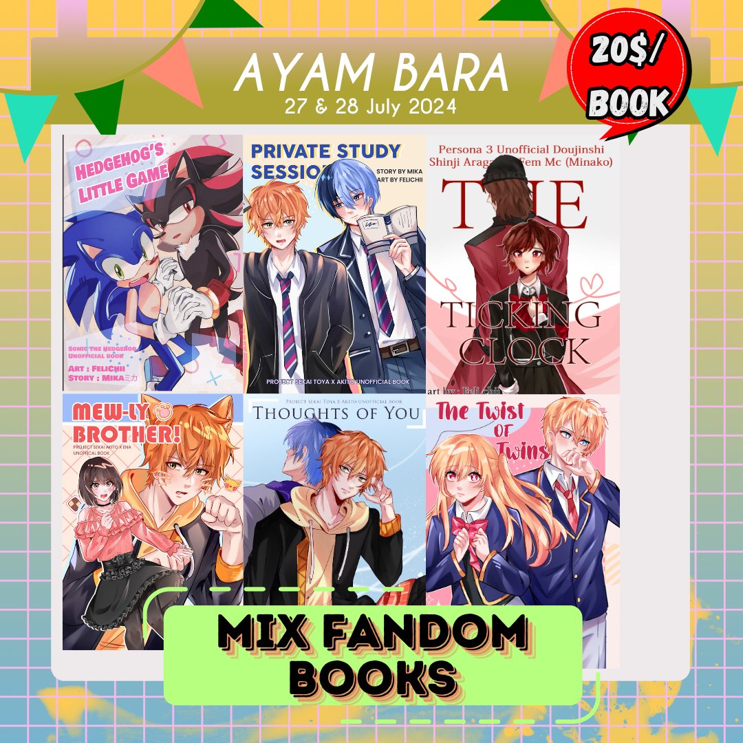 Mika_fa1212's tweet photo. AYAM BARA FINALLY COME TO CREATOR SUPER FEST 2024 FOR THE FIRST TIME IN SINGAPORE! We will bring all out best seller books! Including Genshin Impact, HSR, Gintama, Persona, Project Sekai, Sonic, Etc. Stay tune for more Info! #CSFAFA #CSF #CSF2024 #Doujinshi #LightNovel https://t.co/R4gzW6tmnE
