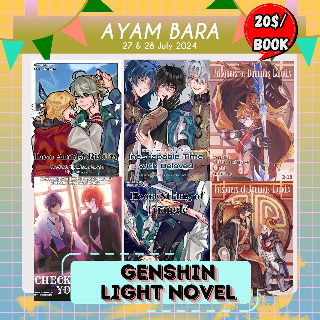 Mika_fa1212's tweet photo. AYAM BARA FINALLY COME TO CREATOR SUPER FEST 2024 FOR THE FIRST TIME IN SINGAPORE! We will bring all out best seller books! Including Genshin Impact, HSR, Gintama, Persona, Project Sekai, Sonic, Etc. Stay tune for more Info! #CSFAFA #CSF #CSF2024 #Doujinshi #LightNovel https://t.co/R4gzW6tmnE