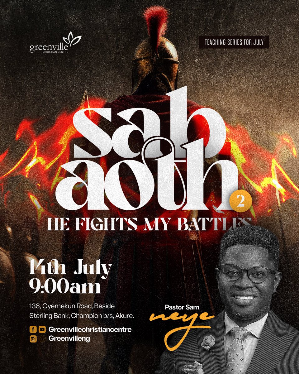 greenville_ng's tweet photo. We’re under the protection of YAHWEH SABAOTH!
A present day reality that they that be with us are more than they that are against us.
Sabaoth: He fights my battle II
Join us online or onsite
#beautifulexchangeservice #GreenvilleChristianCentre #pastorsamneye https://t.co/ESgdXwXCJx