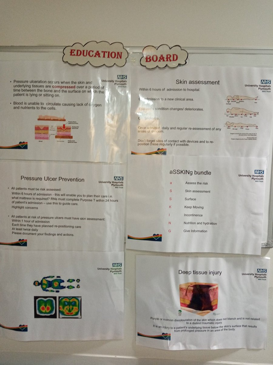 #teamclearbrook have filled their education board with information about pressure ulcer prevention, care and categorisation. Fab to see! <a href="/Nickymetty/">Nicky Metcalfe</a> <a href="/UHP_NHS/">University Hospitals Plymouth NHS Trust</a> <a href="/VascularUHP/">Vascular UHP</a>