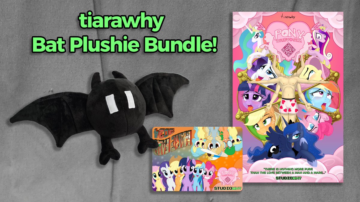 Only 72 hours remain!

Don't miss out on grabbing your adorable squeaky bat plushie and Pony Waifu Sim poster &amp; postcard at: bat.studiowhy.net