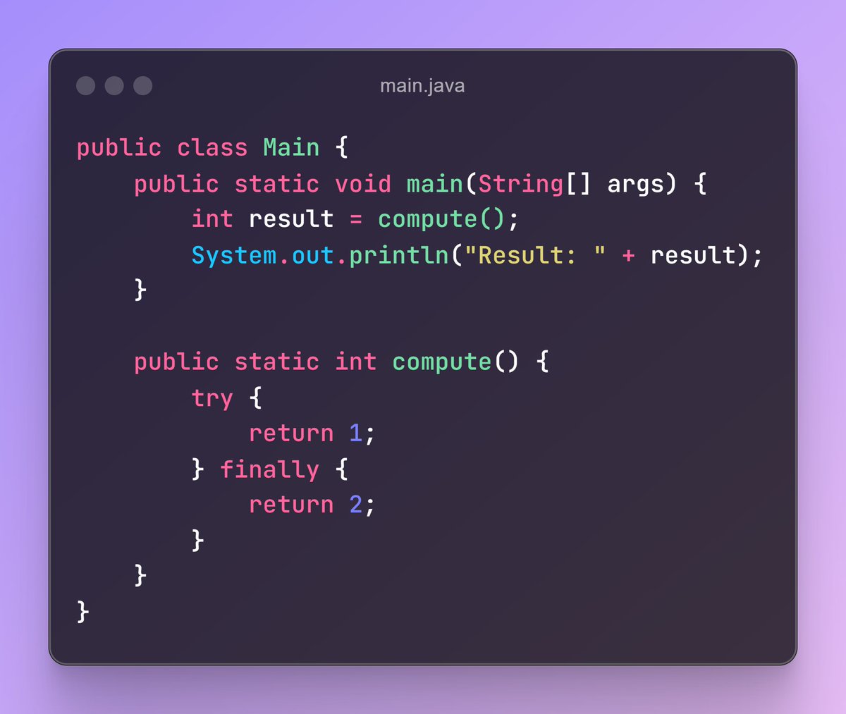 swapnilsparsh's tweet image. 🚀 Java Challenge!
Output of this Java code? 🤔

#Java #CodingChallenge #CodeQuiz #Programming