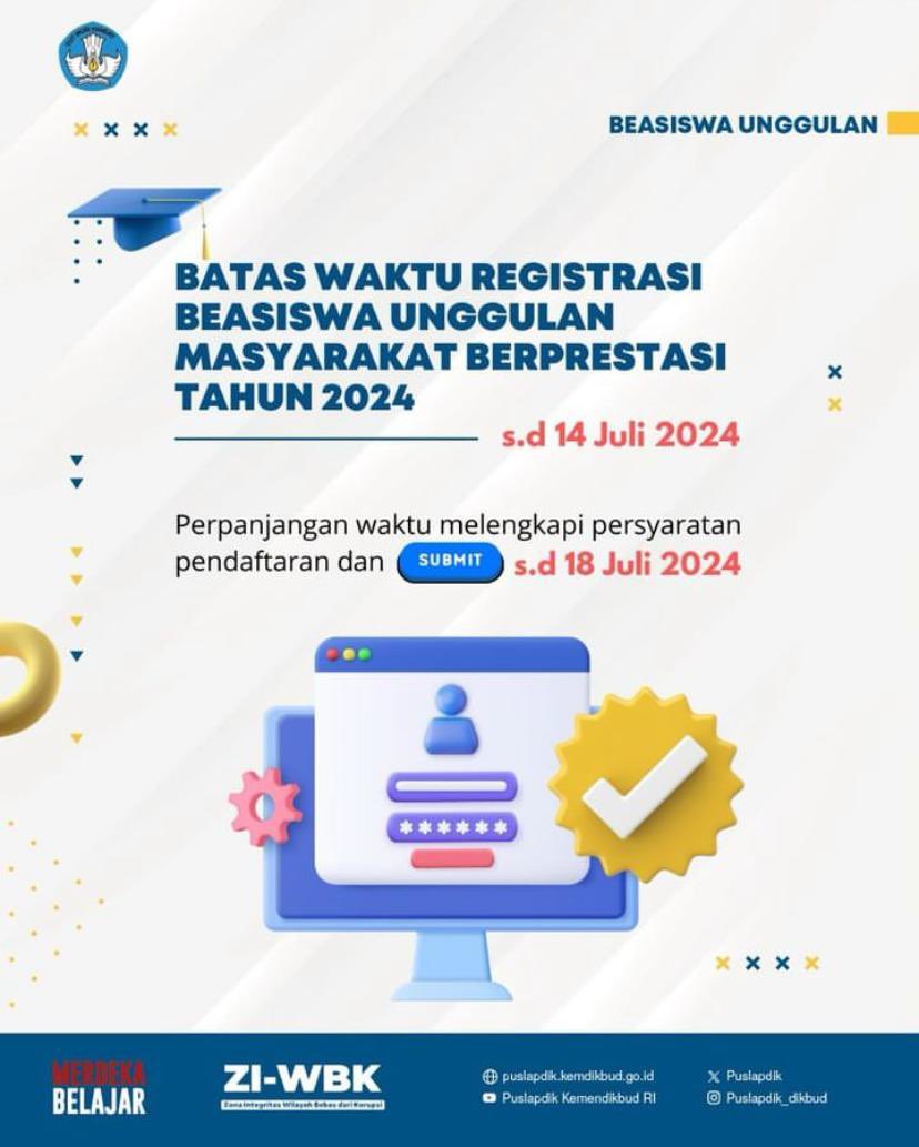 rafikaaptri's tweet photo. ada kabar baik, alhamdulillah pendaftaran beasiswa unggulan diperpanjang hingga 18 juli 2024!! yuk yang belum finalisasi pendaftarannya, masih ada waktu untuk cek lagi data dan berkas2nya! semangattt!! /ᐢ⑅ᐢ\♡₊˚ https://t.co/Z1WEzphG82