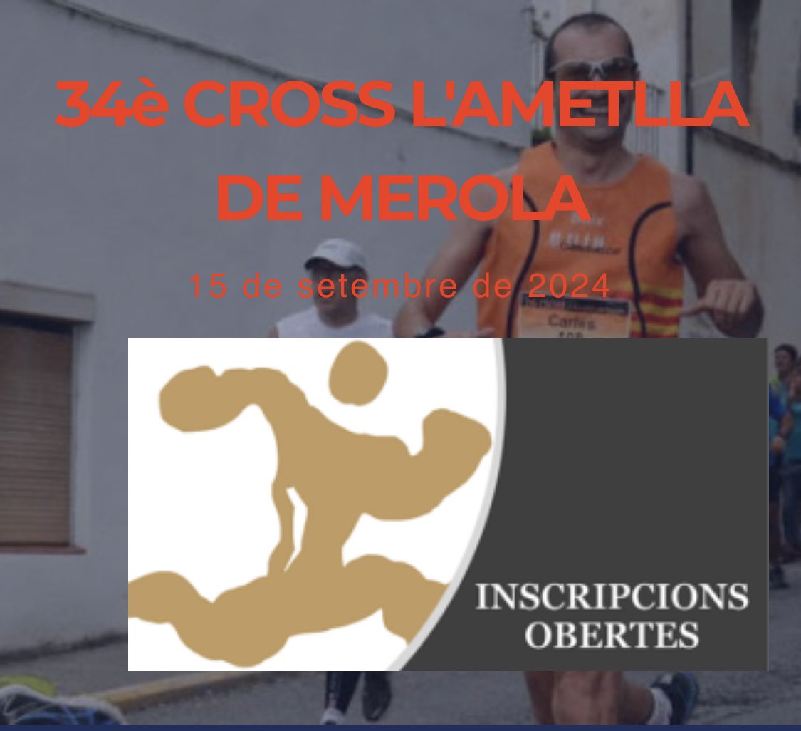 Arcadi42's tweet photo. Obertes les inscripcions del 34è Cros de l’Ametlla de Merola del 15 de setembre.

https://t.co/jJUg5f0Wh0 https://t.co/VhgsdLnKH2