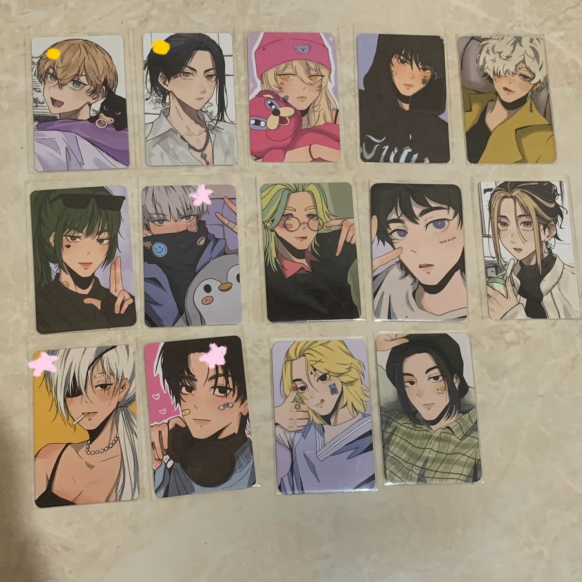 wts want to sell pc photocard 6baji tokrev jjk csm dan artist yang satunya aku lupa ;_(

all 10k/ea

tanda ⭐️ ungu wajib pair sama apapun yang gak bertanda, tanda kuning wajib pair satu sama lain

langsung dm aja plz aku bu banget #warunganime