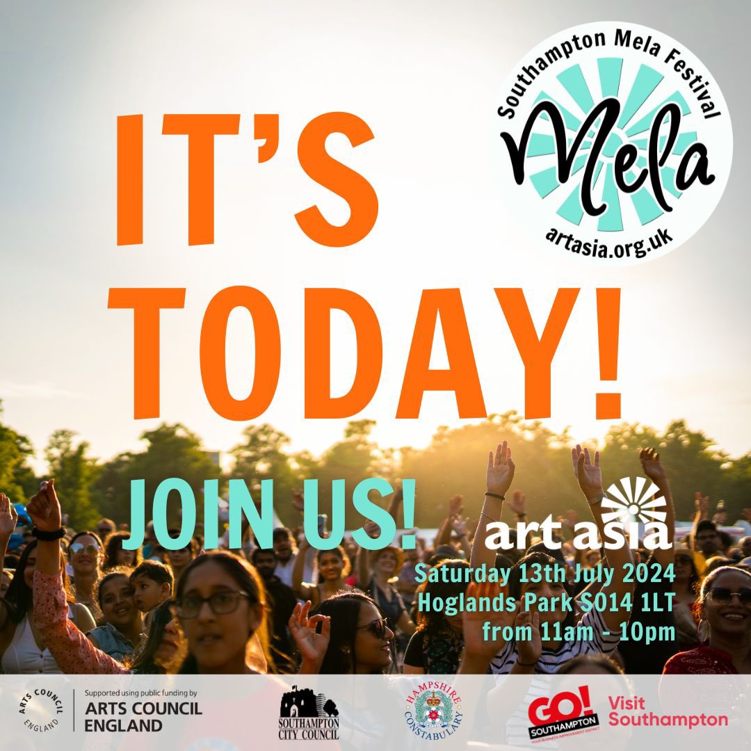 Come to Southampton Mela Festival from 11am. Join the parade in WestQuay at 12.30pm, weaving to Hoglands Park with music, drumming &amp; giant puppets. 
3 stages of dancers and music, world food, bar, fun fair, climbing wall and sports zone, arts workshops and market stalls. #free
