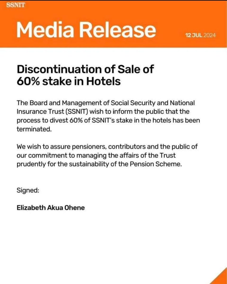 mistadela's tweet photo. Ghanaian workers and contributors of SSNIT are really winning.
But our fight continues, the SSNIT Board, the DG and the staff must all either resign or be sacked with immediate effect.
#HandsOffOurHotels
#EndStateCapture https://t.co/eUFcG2txFF