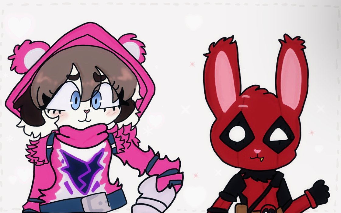 shizupawz's tweet photo. MY COUSIN DREW OUR OCS COSPLAYING AS OUR MAIN FORTNITE SKINS AND IT GIVES ME AN IDEA...
#clh #oc #captainlaserhawkoc #angel #raventeamleader #fortnite #cuddlepool #cosplay #digitalart 🎀 https://t.co/FLKx504H0G