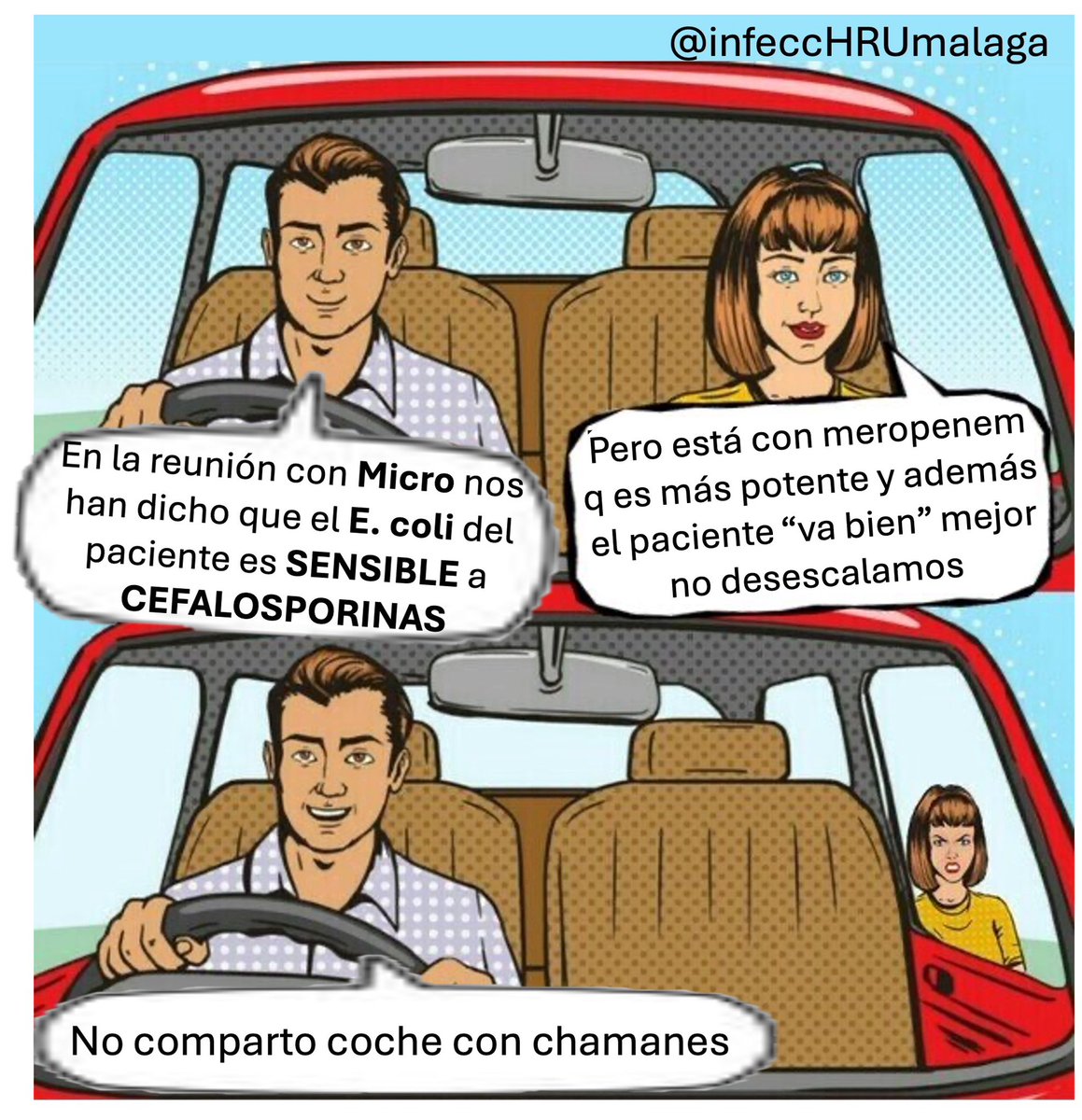 Está #demostrado q #DESESCALAR ⬇️🪜es una estrategia EFICAZ y SEGURA 💪🏻 y q disminuye las resistencias📉🛡️🧫y q los antibióticos de #AMPLIOESPECTRO NO necesariamente son más efectivos q los de menor espectro.
Actúa basándote en la #evidencia, no en tu #creencia