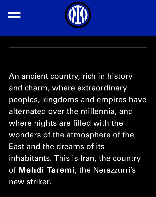 NimaTavRood's tweet photo. Beautifully written.
Thank you @Inter 
🖤💙🇮🇷 https://t.co/k1WfcxqkME