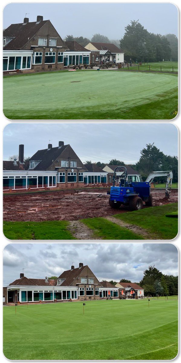 Finally, the opening of our in-house rebuild of a soil push-up Putting green with a massive hollow, closed on many occasions. Rebuilt, increased in size to USGA spec started late October, seeded 13th December with a variety of creeping bent and 30% cores. Back in play yesterday👍🏻