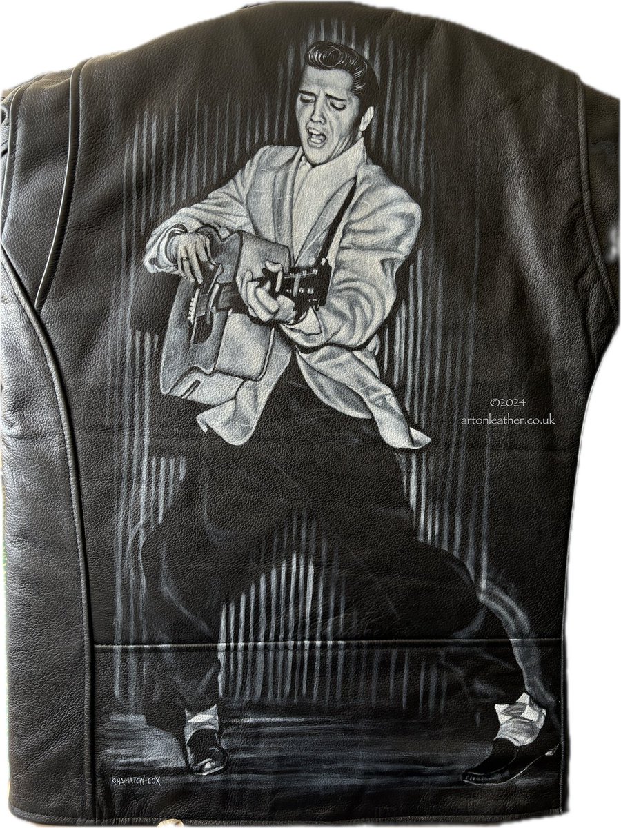 karl_artist's tweet photo. Recent leather jacket art I completed was donated to a charity auction last weekend.

https://t.co/H1t2SrqbSY
#ElvisPresley #rocknroll https://t.co/LMA5GGxDgg