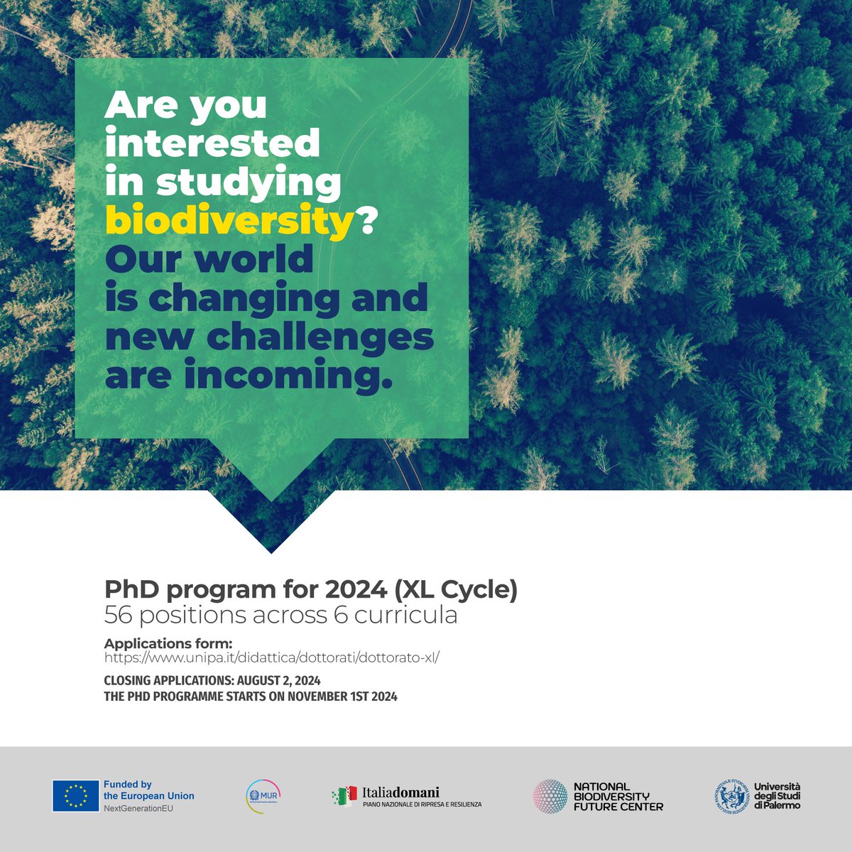 The Call for the PhD in Biodiversity has been published ⁦<a href="/nbfc_italy/">NBFC - National Biodiversity Future Center</a>⁩ #biodiversityisthesolution