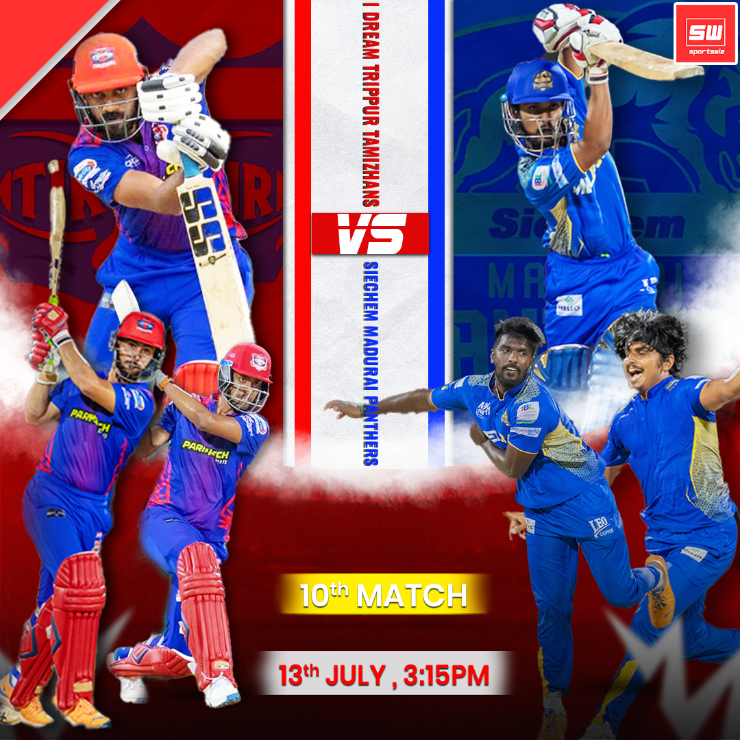 mysportswiz's tweet photo. Exciting match ahead! 🏏  Siechem Madurai Panthers take on IDream Tiruppur Tamizhans in the 1oth match of TNPL 2024 on July 13th at 3:15 pm

#YuvrajSingh #Sachin #sivsind #PAKvsWI #FidelEdwards #GusAtkinson #Medvedev #ENGvWI #JamesAnderson #704Wickets #704Test #IndiaVsAustraliaWC https://t.co/x6mjA0p2PH