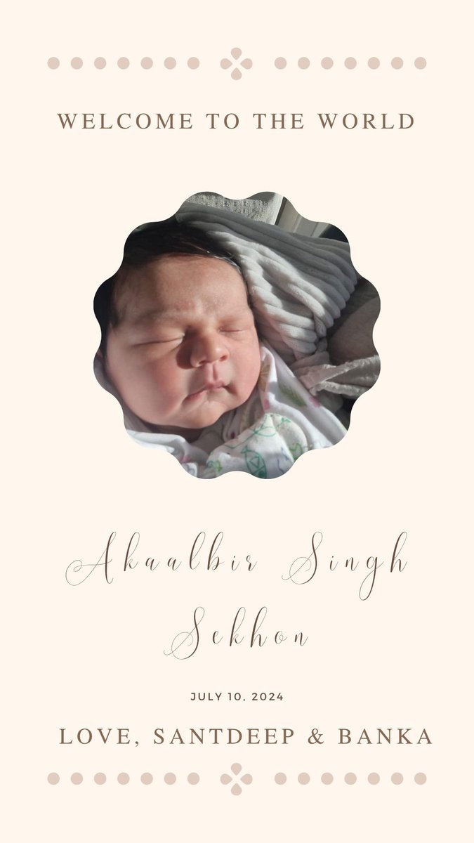 With the blessings of Baba Deep Singh Ji &amp; Baba Mansa Singh Ji our newest member makes us Nana &amp; Nani ji. 
#SATNAMWAHEGURU 
#Grandparents 
#Gills