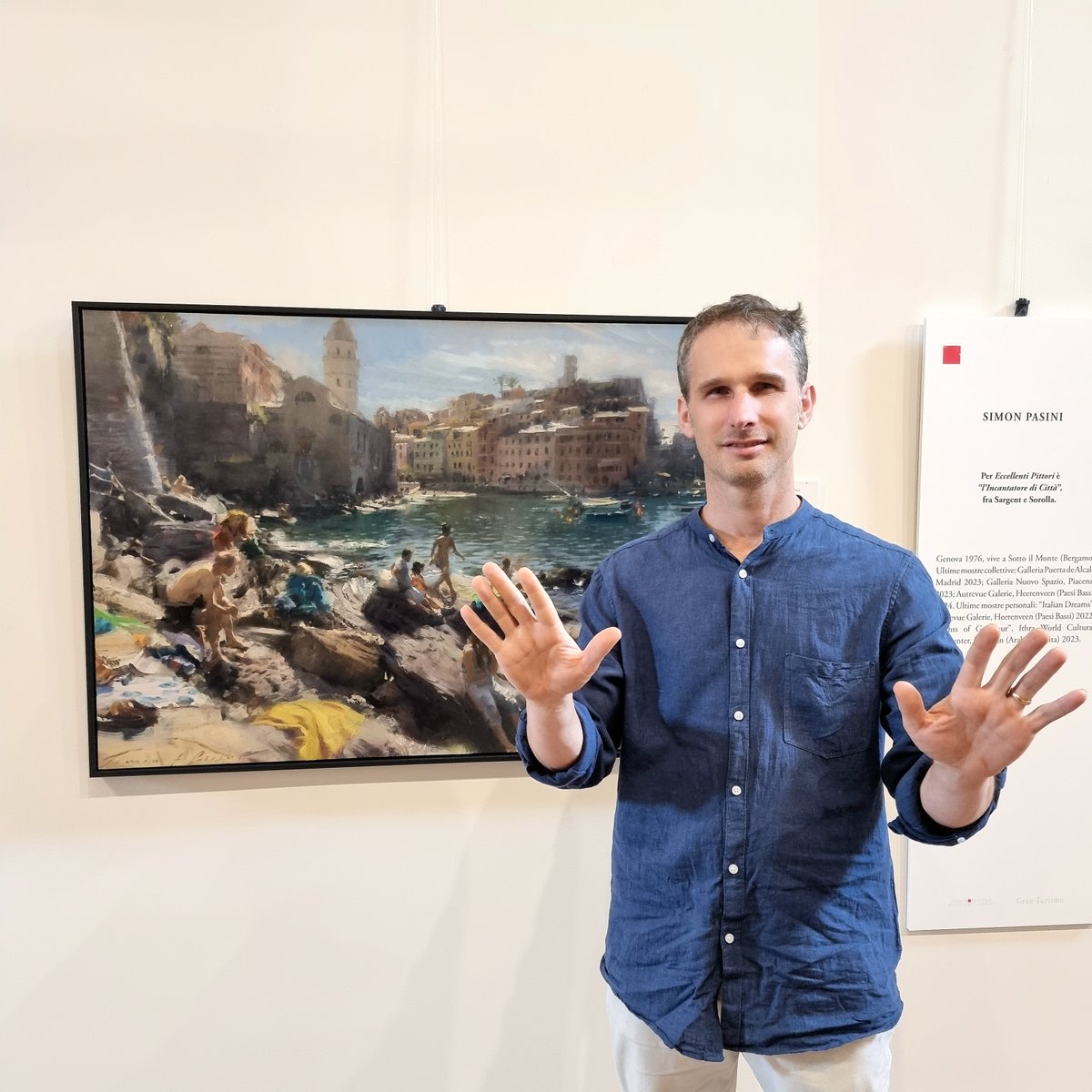 Pittori con le mani 136. Anziché con le macchine perché la tecnica è “occhio di Caino, trasparenza panoptica” (Richard Millet). Simon Pasini, Asiago 2024. #EccellentiPittori