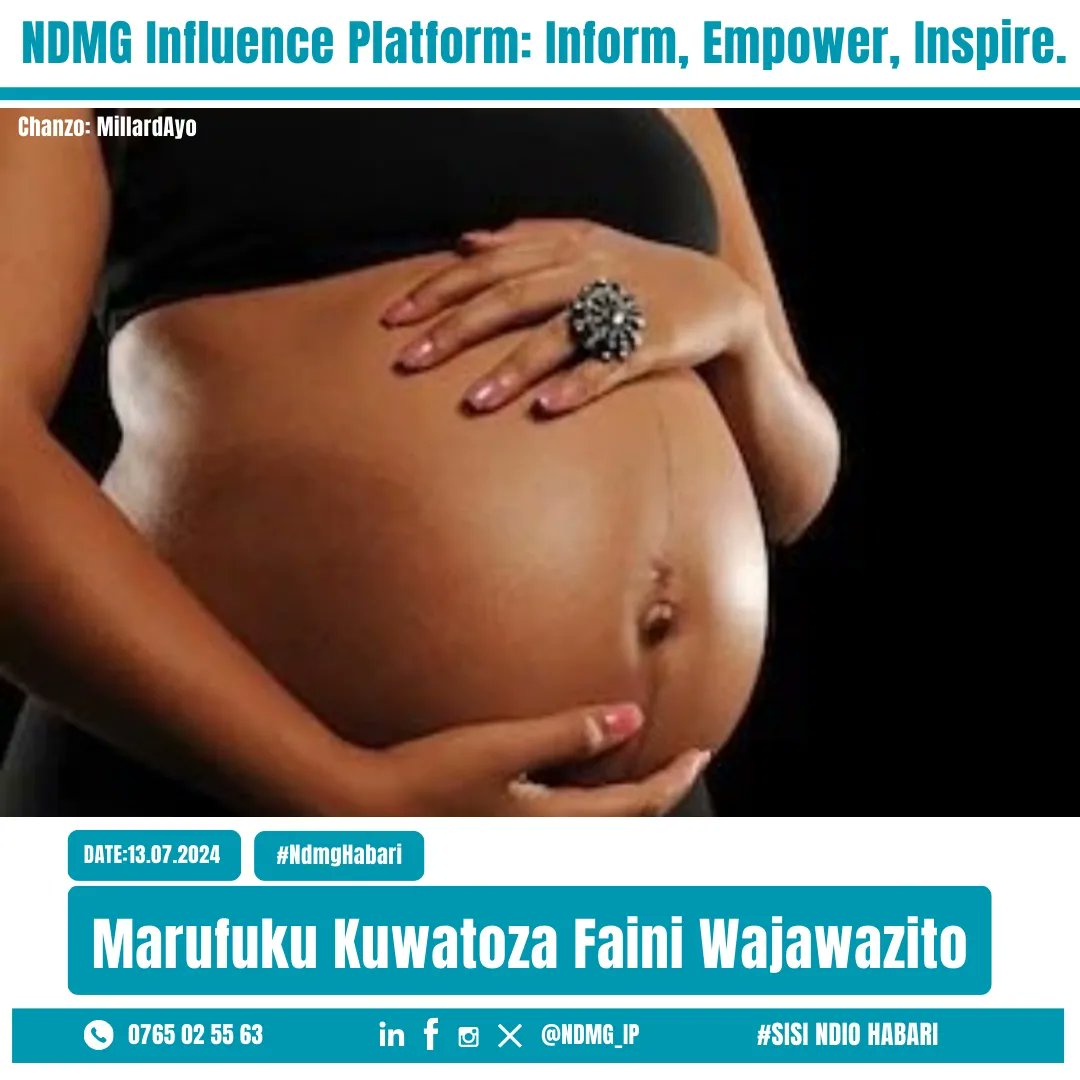 ndmg_ip's tweet photo. Faini kwa Wajawazito Marufuku

Naibu Waziri Ofisi ya Rais - TAMISEMI, Zainab Katimba, amepiga marufuku kuwatoza wajawazito faini kwa kujifungua nje ya vituo vya afya kwa dharura. 

Je, unadhani marufuku hii itasaidia wajawazito? Toa maoni yako! 

#NDMG  # TAMISEMI https://t.co/k9bhE1UucT