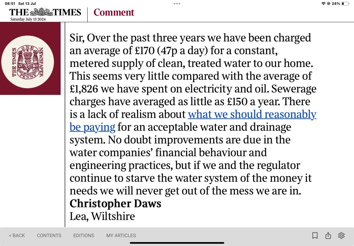 oldfiebe's tweet photo. Thanks to Christopher Daws for putting water industry investment into perspective. https://t.co/Ck0NQKNULu