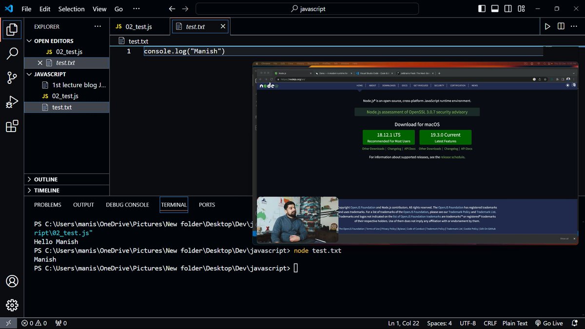 theCodeMaker_7's tweet image. #Day2🚀 Excited to share my journey on setting up a JavaScript environment in my local machine💻!

successfully run hello program😁
Check out this video for a walkthrough: (youtu.be/cvoLc3deAdQ?si…)

#javascript #webdevelopment #nodejs #vscode #letsconnect