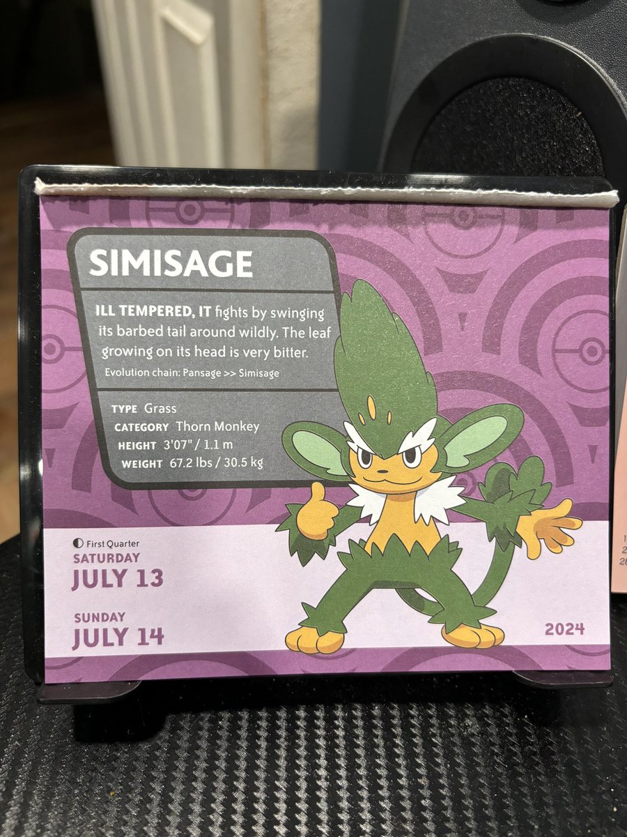 SoulMaier's tweet photo. It’s the weekend! Happy Saturday and Sunday July 13, and 14, 2024. The desk calendar pages for this weekend #pokemon #simisage #friends 💜❤️ https://t.co/yF6vJlZ170