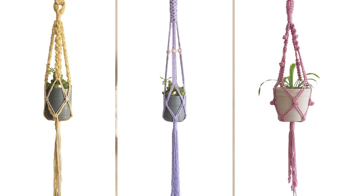 Morning #UKGiftHour and #UKGiftAM!  These #macrameplanthangers are ideal for #EcoGiftsDay and houseplant lovers!  Made with natural materials and in a variety of gorgeous colours and designs.  Use coupon code eco24 for a 20% discount today!  See  amandatamsin.co.uk/handcrafted/