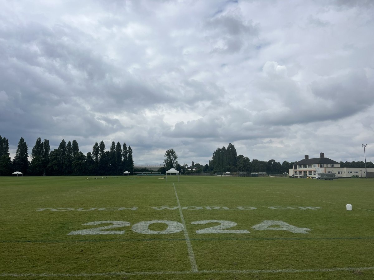 Uninottsgrounds's tweet photo. Team should be proud of what they’ve achieved this week. The change over from frisbee last weekend to getting 23 touch rugby pitches ready has been amazing. World touch rugby cup starts this Monday at the @UoNSport. Great to be a part of it. https://t.co/6K2iEggges