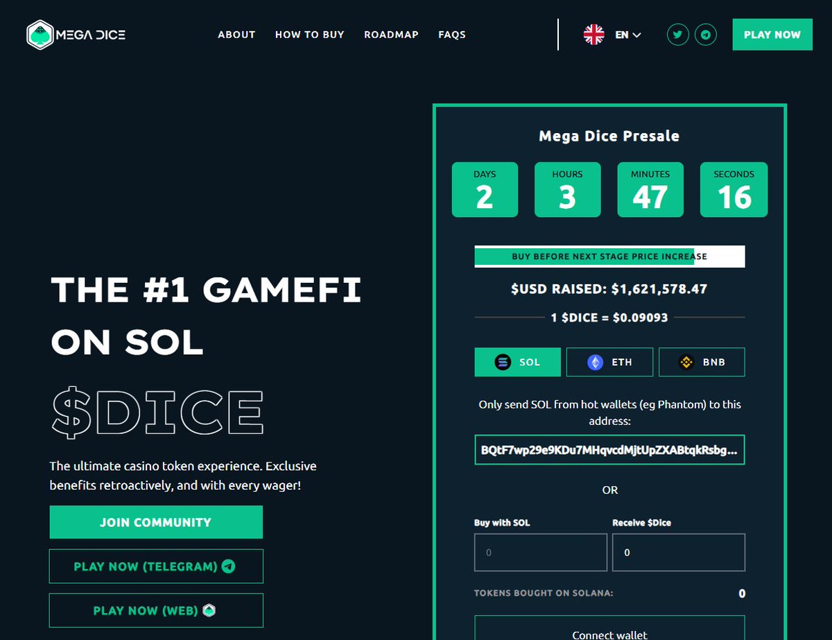 CryptoJune777's tweet image. NEW GAME HAS ARRIVED 🎲

You have to try and play this new game - #SparkOfGenius on @megadice platform. Be one of the lucky winners!

Also, 2 days left before the next stage of Presale begins. Make sure to position yourself now!