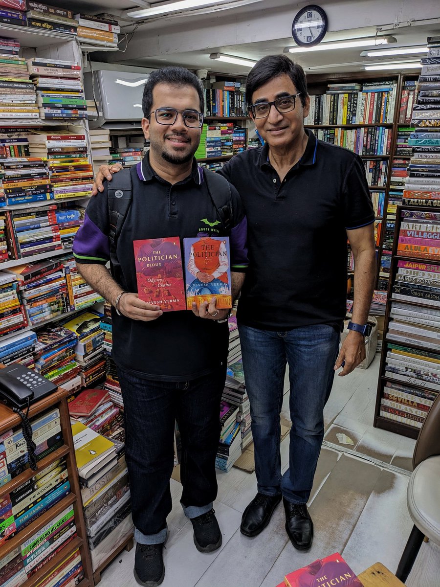 citizenkamath's tweet photo. So nice to meet @DveshVerma1 ji today for his book signing @Bahrisons_books 
Looking forward to reading The Politician and The Politician Redux 📚📚

#CitizenKamath @PenguinIndia https://t.co/7ro0Vb2yHh