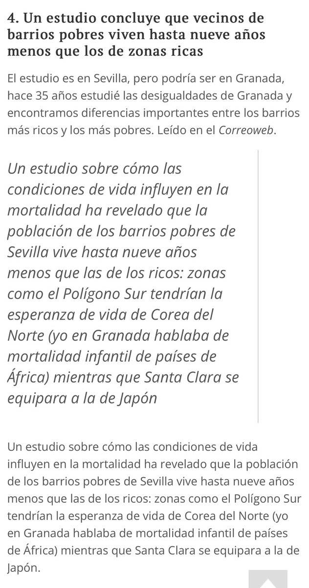 joancmarch's tweet photo. ❌Estudio de cómo las #condicionesdevida influyen en #mortalidad = la población de barrios pobres de Sevilla vive hasta 9 años ⬇️ q las de los ricos
#PolígonoSur esperanza de vida de Corea del Norte. #SantaClara = a la de Japón
Mis #CrónicasSanitarias
🔴https://t.co/nMVsHunMG4 https://t.co/eWZrsK6DJU