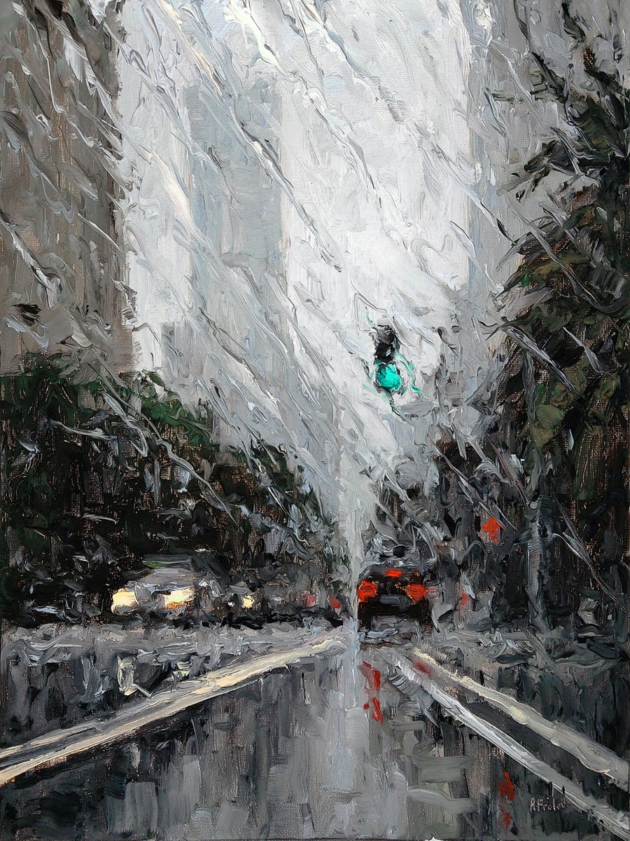 kznsq's tweet photo. Green Light, My oil painting https://t.co/6r7ffewYWG