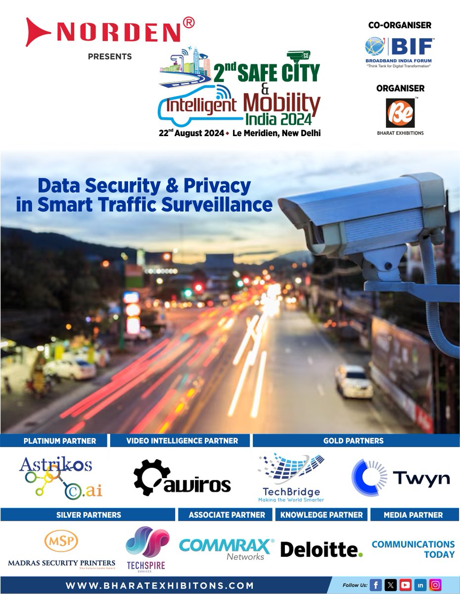 Intelligent Transportation Systems (ITS) are changing the way our roadways and cities look and function. 

2nd #SafeCityandIntelligentMobilityIndia2024 
Do not forget to join us on:
📅 22nd August, 2024
🏩 Le Meridien, New Delhi
📞 9958233434 

#SCIMI2024