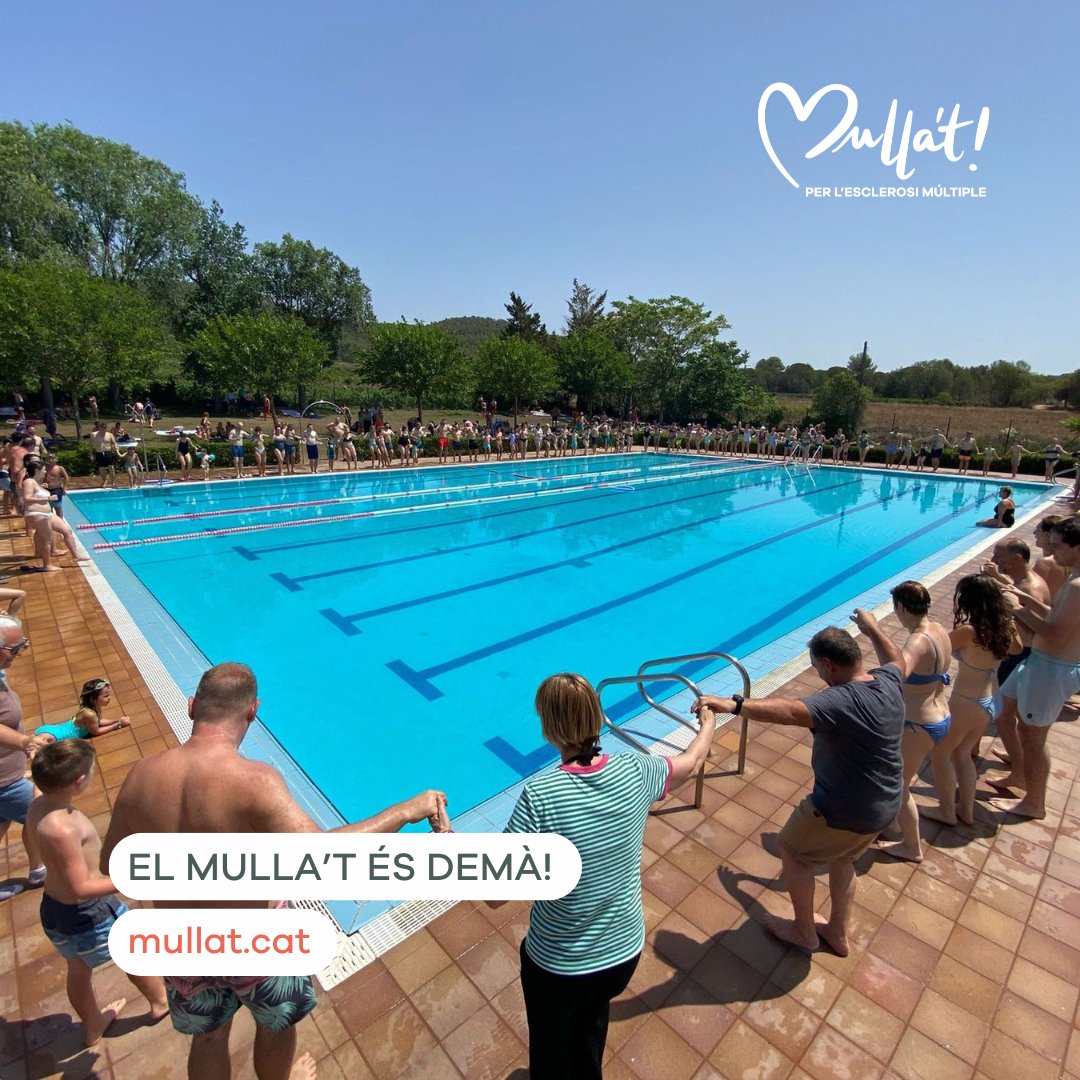 En menys de 24 hores, celebrarem el 💦 #MULLAT2024 💦!

Demà, ens llançarem en més de 500 piscines de Catalunya per visibilitzar l'#EM.

Ja saps a quina et mullaràs? Vine i ajuda'ns a fer que l'#esclerosimúltiple sigui història.

fem.es/campanya/mulla…