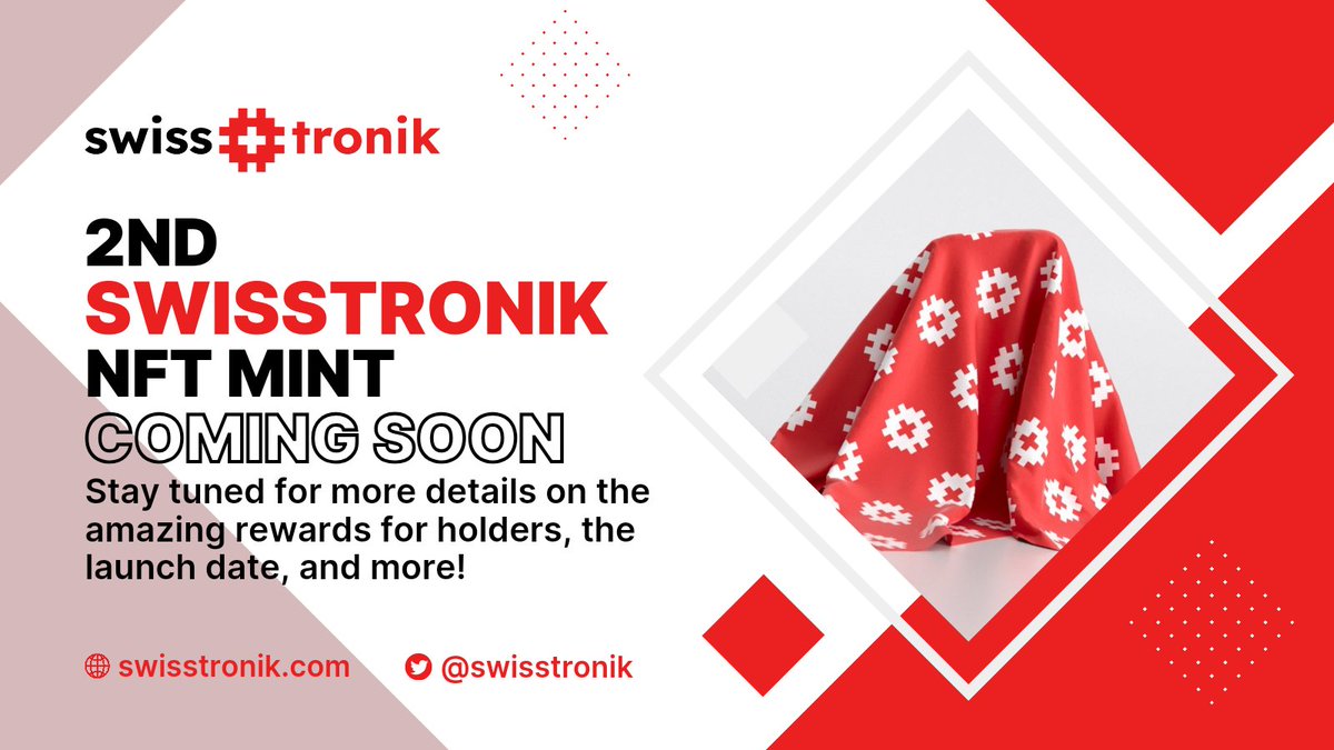 danielsamuel_et's tweet photo. 🚀 Get ready for the 2nd Swisstronik NFT mint! ✨
Due to overwhelming demand, @Swisstronik is thrilled to announce their next airdrop-yielding NFT collection! 🥳 Stay tuned for more details on the amazing rewards for holders, the launch date, and more!
#Swisstronik #NFT #SWRT https://t.co/FAnxu56Dsp