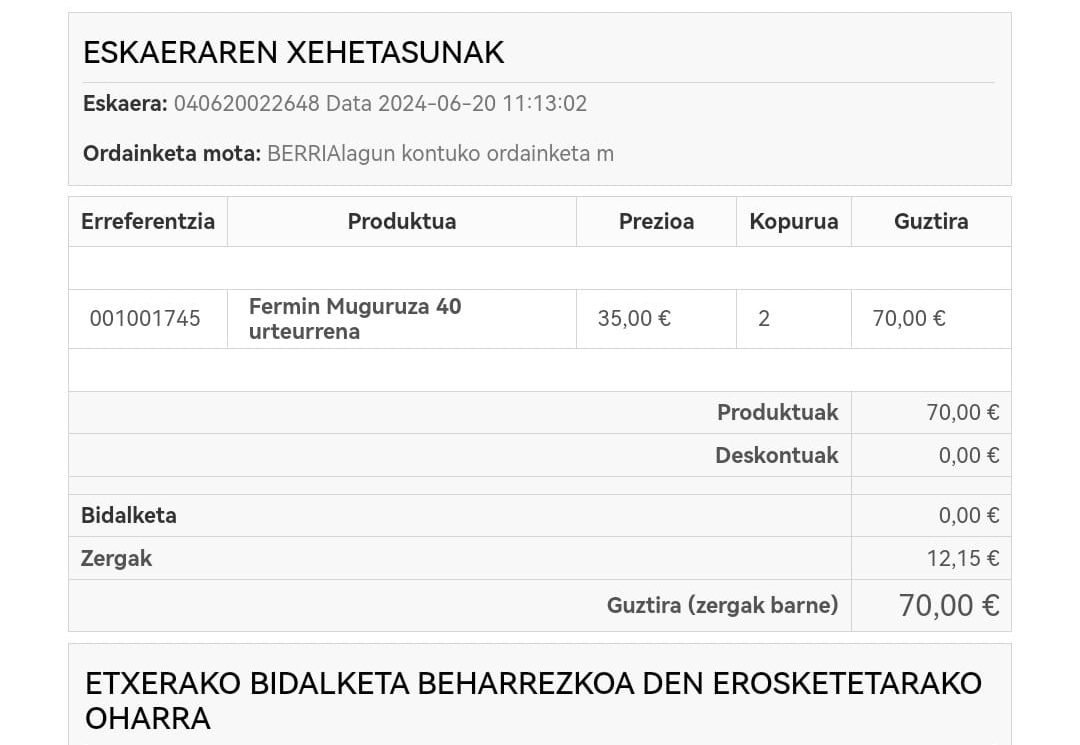 Kaixo Txiolandia, BERRIAren aukera probestuz, Fermin Muguruzak, <a href="/muguruzafm/">Fermin Muguruza</a> , datorren 2025eko ekainean ANOETAKO ESTADIOAN emango duen kontzerturako bi sarrera ditut.
Gerora jakin dut zutik egoteko direla eta ezin ditugu probestu. Norbaitek prezio berean nahi?