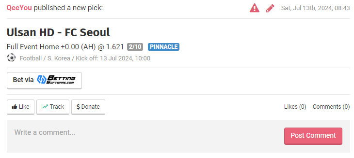 QeeYouBet's tweet photo. Korea Republic - K League 1🇰🇷

⚽️Ulsan HD - FC Seoul

Pick : Ulsan DNB (Remboursé si match N)

Mise : 1%

Je prends le risque ici malgré la situation en interne à Ulsan mais Seoul sans Iljutcenko dans le 11 ..
Grosse erreur imo

Dispo en arjel. 
Un maximum de #RT🔁#FAV ❤️pour soutenir et si vous suivez.

#TeamParieur