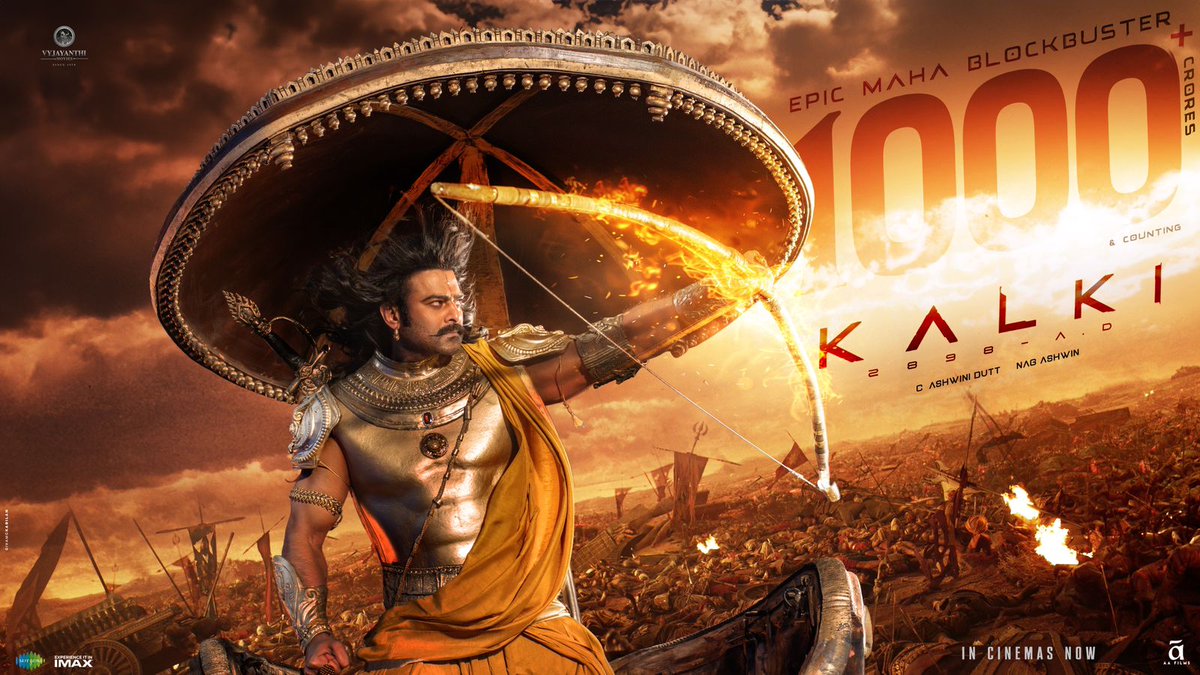 FilmyTownn's tweet photo. 1000 CRORES and counting…💥

This milestone is a celebration of your love. We poured our hearts into this film, and you embraced it with open hearts.

Thank you to the audience across the world ❤️ 

#Kalki2898AD #1000CroreKalki
@SrBachchan @ikamalhaasan #Prabhas @deepikapadukone https://t.co/tce1Ct1TEA
