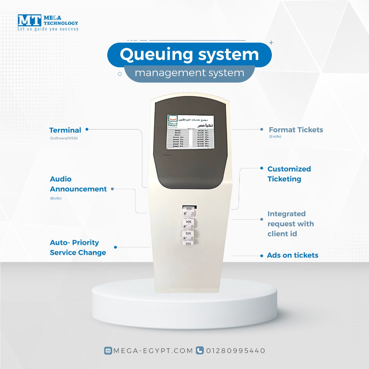 qservemega's tweet photo. Some Features for queuing management system 
-Improves time management of Customers in public services. The system maintains order and avoids dense queuing at service stations.

-Provides High Technology and quality compared with other systems, https://t.co/GOAZoK39E7
