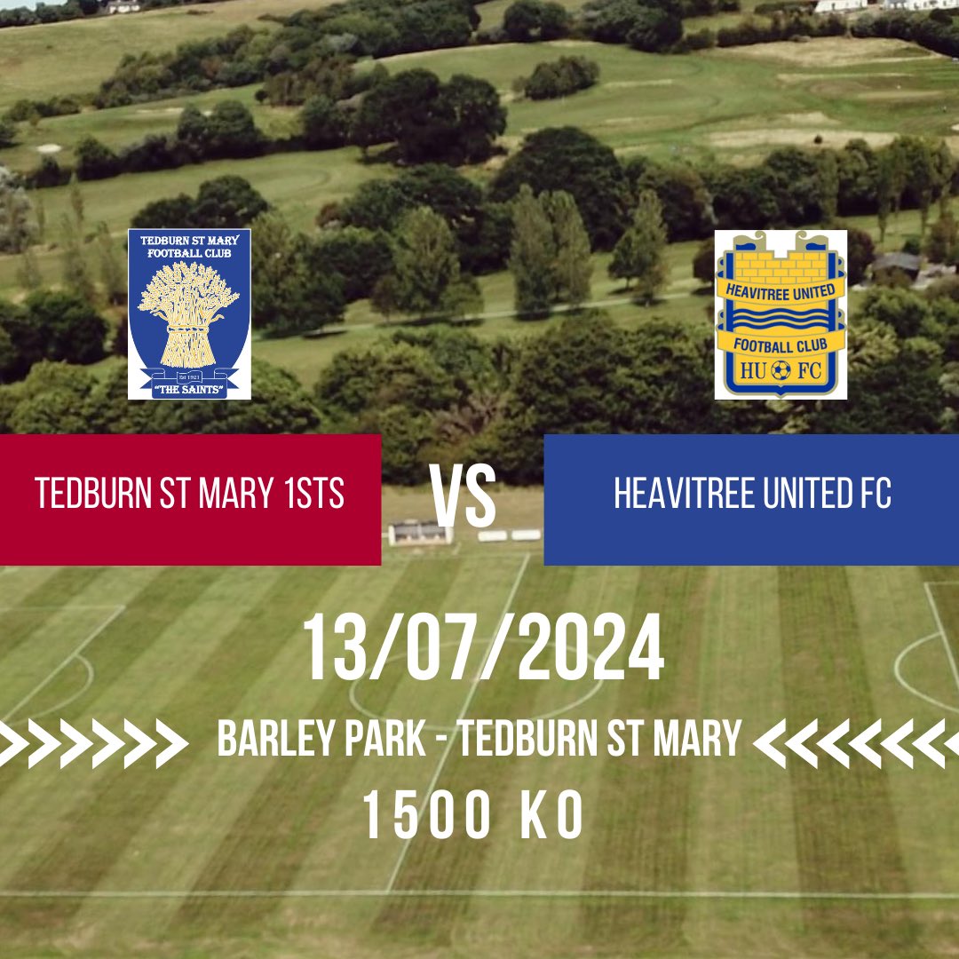 GAME DAY ⚽️

Tedburn St Mary FC

vs

Heavitree United FC 

⏰ 1500 KO 
📍 Barley Park, Tedburn St Mary