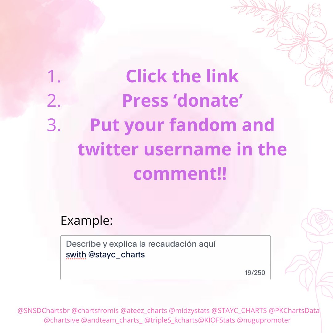 STAYC_CHARTS's tweet photo. #KpopChartsForPalestine

SWITH!! There is an ongoing genocide in Palestine. Different Kpop fandom charts fan-accounts have united to help the Palestinian town. All the information is written in the images below, please read them carefully.

We have created a common fund in PayPal to gather donations, the fundraising ends the 9th of October! Everything raised will be donated to PCRF (Palestine Children's Relief Fund).

All fandoms are welcomed!

https://t.co/6YOEOj1Xcb

SWITH we count on you🩷
If you have any questions, you can always message us❤️