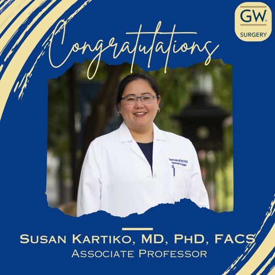 GW Surgery (@gwsurgery) on Twitter photo Many congrats to <a href="/susan_kartiko/">Susan Kartiko MD PhD FACS</a> for her well deserved promotion! 🎉🎊🥳 We are so lucky to get to continue learning from you 🤩 📚 #MedEd #surgery #traumasurgery Many congrats to <a href="/susan_kartiko/">Susan Kartiko MD PhD FACS</a> for her well deserved promotion! 🎉🎊🥳 We are so lucky to get to continue learning from you 🤩 📚 #MedEd #surgery #traumasurgery