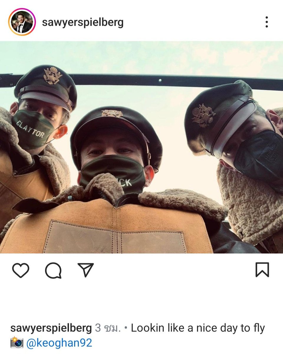 T_rexBio's tweet photo. ชายหนุ่ม MOTA ท่านหนึ่งที่เพิ่งมาเล่นไอจีแบบเลทๆ---

Sawyer Spielberg, Barry Keoghan &amp; Austin Butler - on set of Masters of the Air https://t.co/0B2QLliZAm
