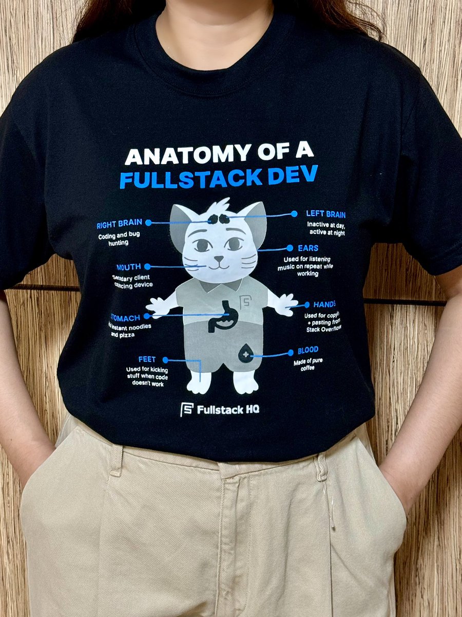 fullstackhq's tweet photo. Anatomy of a Fullstack Dev - FSHQ Tee 2024 https://t.co/Po5KyMhpUa