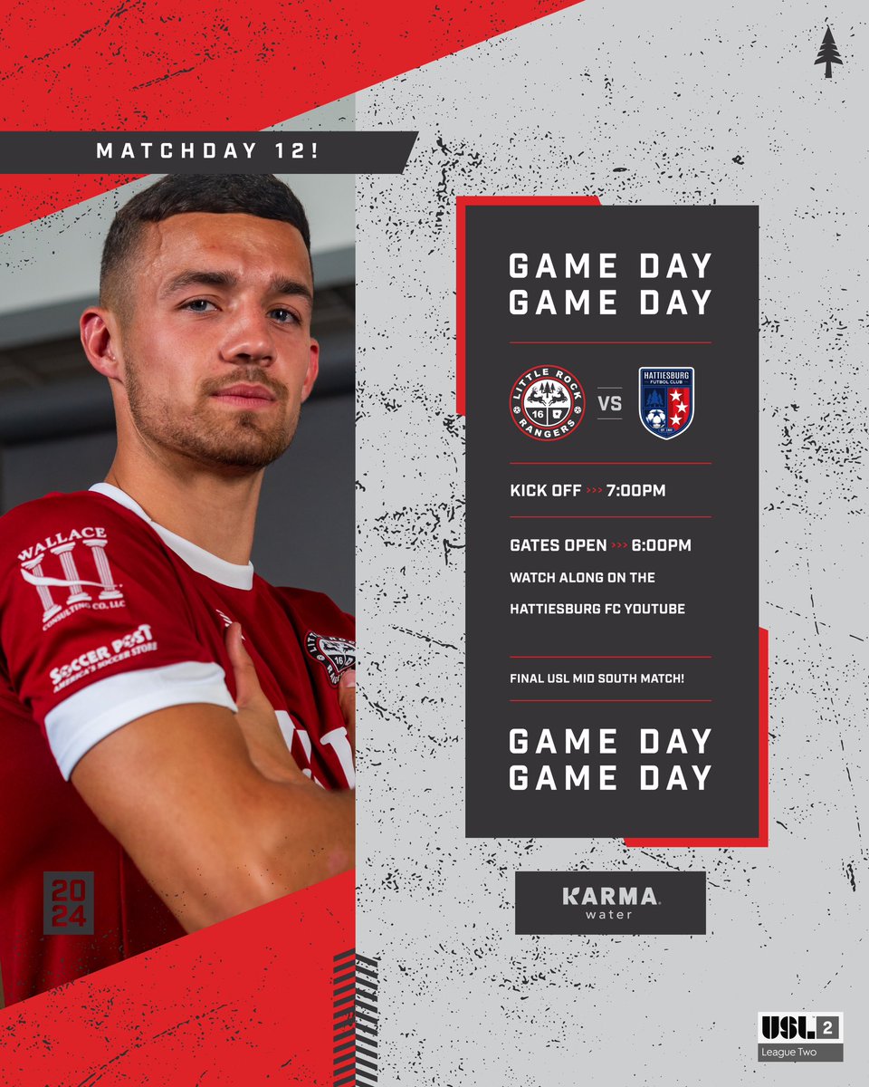 Little Rock Rangers (@lrrangers) on Twitter photo One last time in the Mid South!
🆚 Hattiesburg FC
⏰ 7 PM
📍 Hattiesburg, Mississippi
🏆 USL Mid South
#HFCvLRR | #lrrangers | #path2pro | <a href="/USLLeagueTwo/">USL League Two</a> One last time in the Mid South!
🆚 Hattiesburg FC
⏰ 7 PM
📍 Hattiesburg, Mississippi
🏆 USL Mid South
#HFCvLRR | #lrrangers | #path2pro | <a href="/USLLeagueTwo/">USL League Two</a>