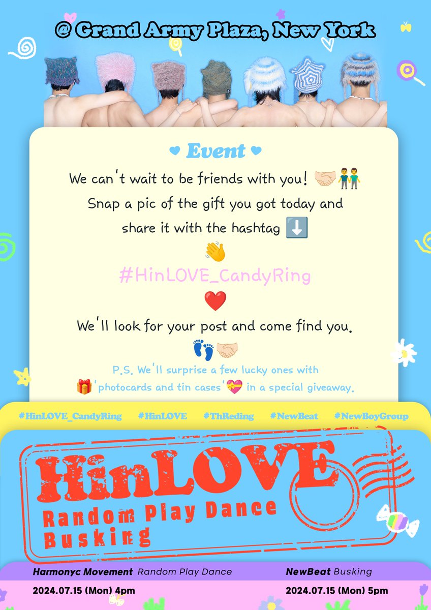 NewBeat_twt's tweet image. [📢]

HinLOVE x @harmonycmvmt 
📆 24.07.15 (Mon) 16:00~17:30
 • Harmonyc Movement Random Play Dance
 • NewBeat Busking 

📍 Grand Army Plaza, New York 

#HinLOVE #Busking #RandomPlayDance #NewBeat